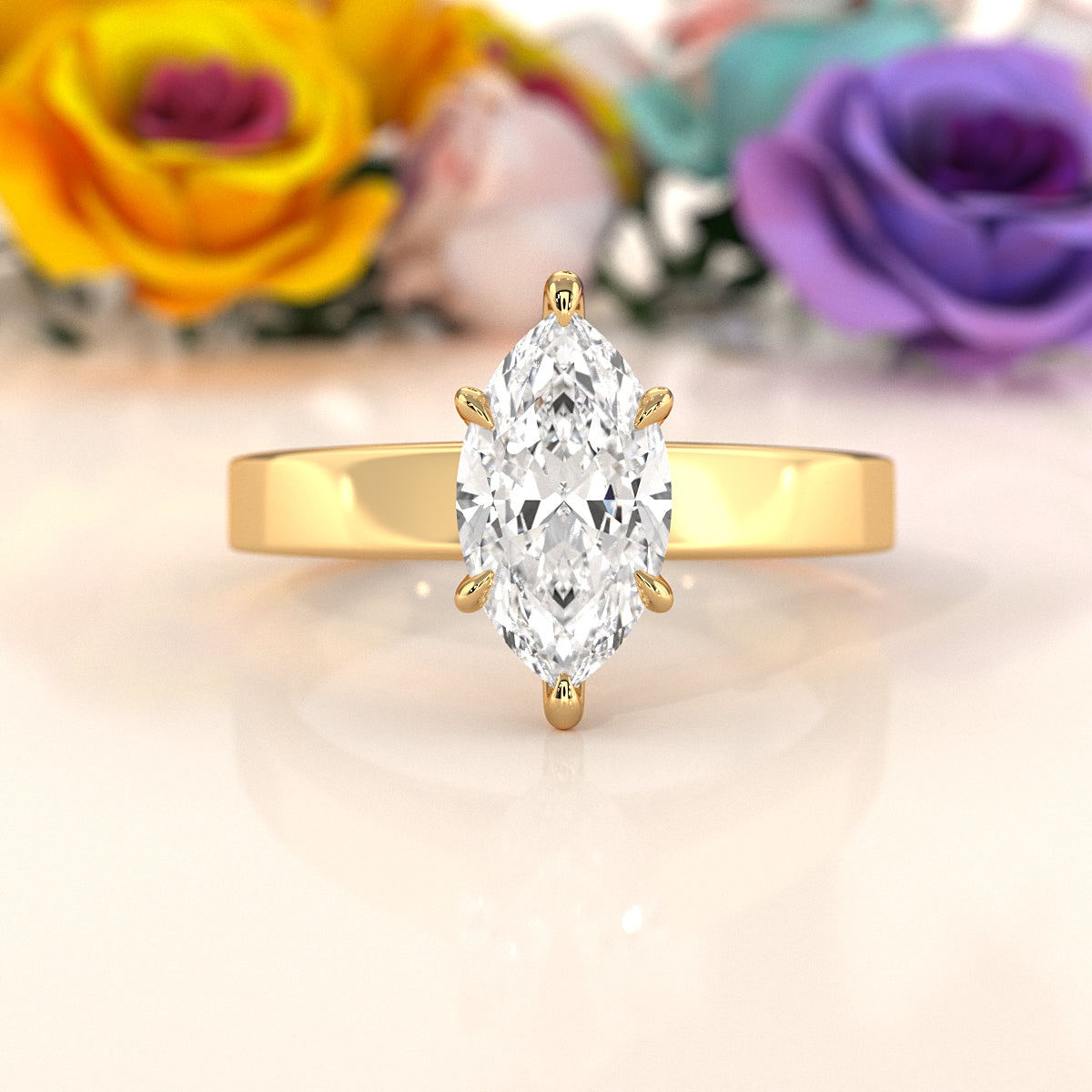 3.5mm Cathedral Style Flat Edge Solitaire Lab Grown Diamond IGI Certified Engagement Ring 4g Setting 1.00 Ctw.